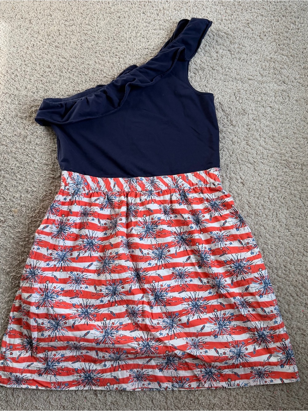 Lilly Pulitzer Women’s One Shoulder Patriotic Fireworks Dress Size Large